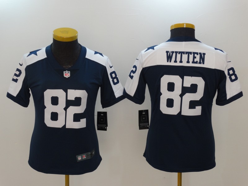 Women Dallas cowboys 82 Witten Blue Thanksgiving Nike Vapor Untouchable Limited NFL Jerseys